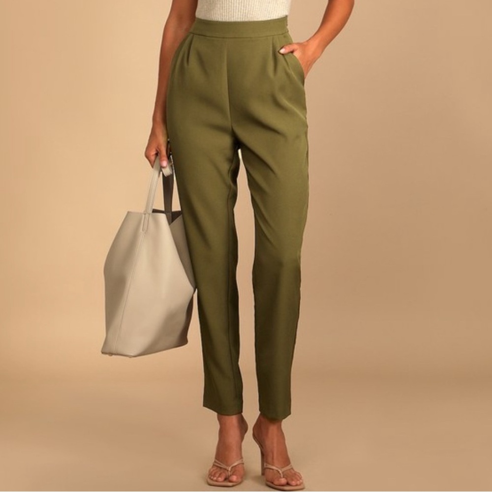 Lulus Like Clockwork Olive Green Trouser Pant